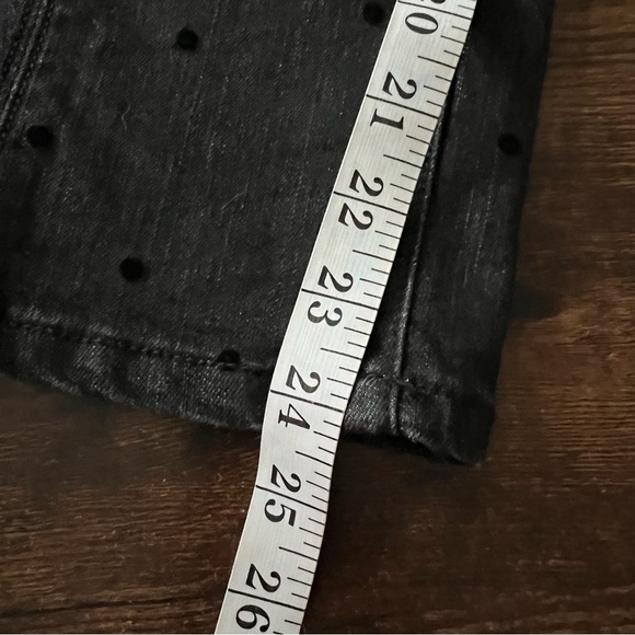 Anthropologie Pilcro Polka Dot Faded Black Wide Leg High Rise Crop Jeans Size 26 - Picture 4 of 14